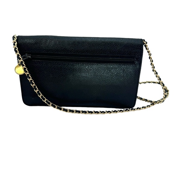 Auth Vintage Chanel Wallet on Chain WOC Black Gold - Picture 2 of 12